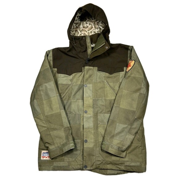 Burton DRYRIDE Hooded Snowboard Coat XL Ski Parka Fish Theme Thermolite Green - Picture 1 of 14